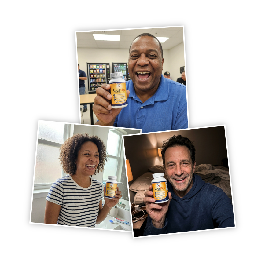 Real customers holding SodaSlim bottles